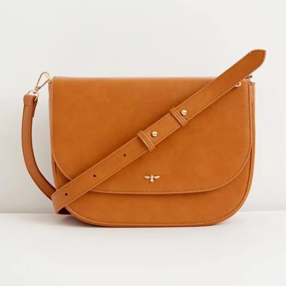 Fable Nina Messenger Handbag Tan Vegan Leather